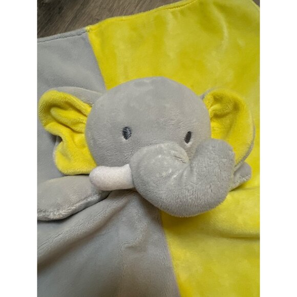Okie Dokie Elephant Plush Baby Lovey Security Blanket 14" X 14" Gray & Yellow Po - Picture 5 of 6